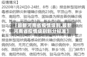 【最新河南省疫情级别,最新河南省疫情级别划分标准】
