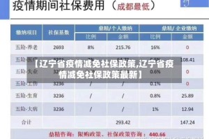 【辽宁省疫情减免社保政策,辽宁省疫情减免社保政策最新】