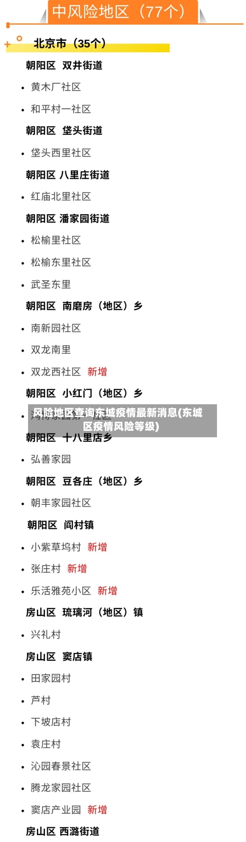 风险地区查询东城疫情最新消息(东城区疫情风险等级)-第1张图片